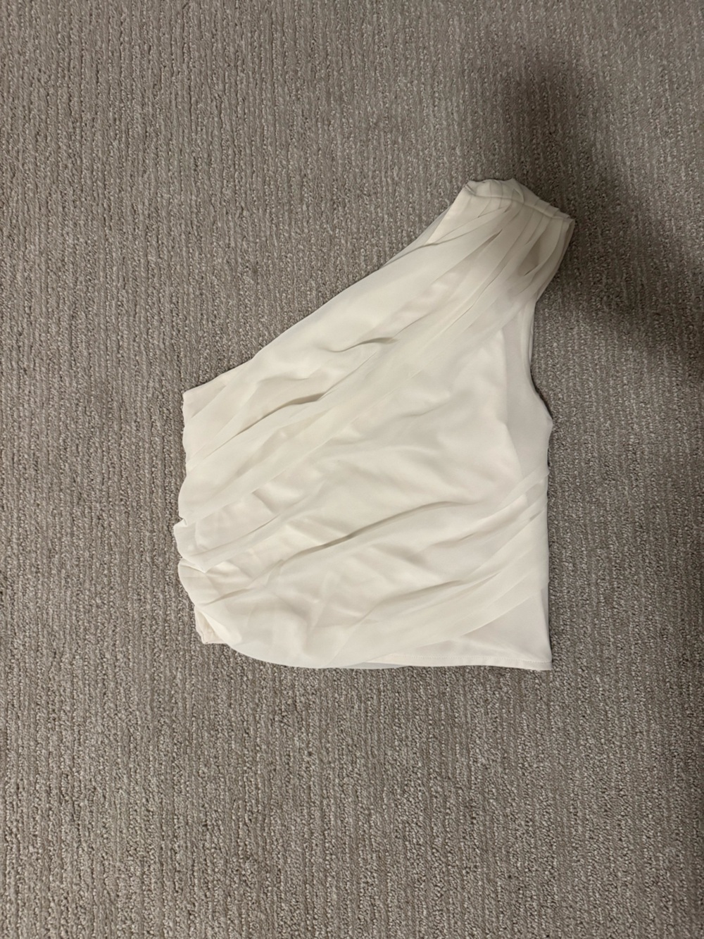 Abercrombie & Fitch Ivory One-Shoulder Chiffon Dress